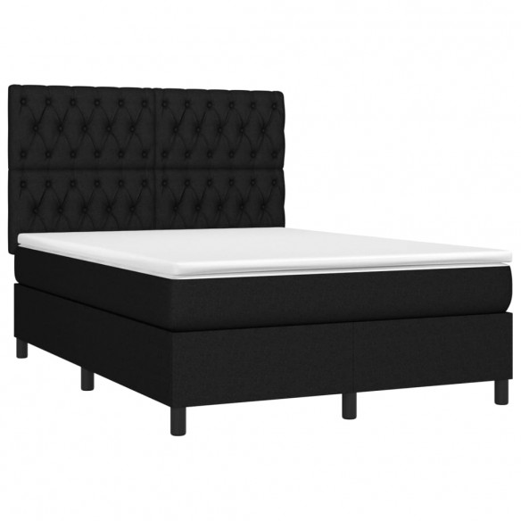 Cadre de lit et matelas et LED Noir 140x200 cm Tissu