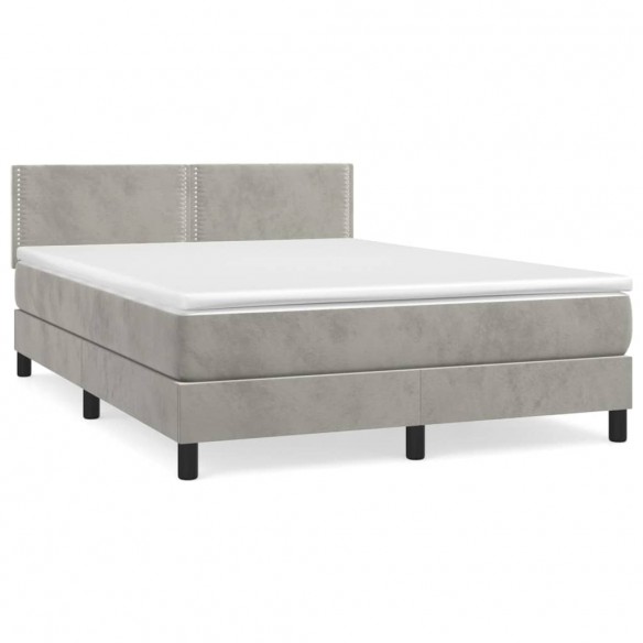 Cadre de lit et matelas Gris clair 140x190cm Velours