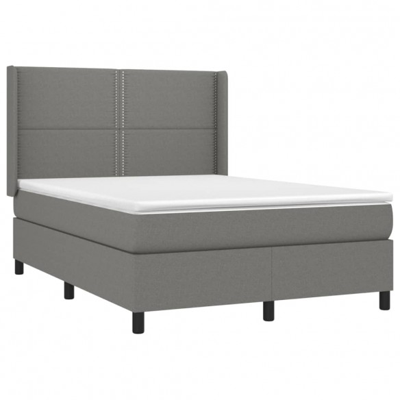 Cadre de lit avec matelas Gris foncé 140x200cm Tissu