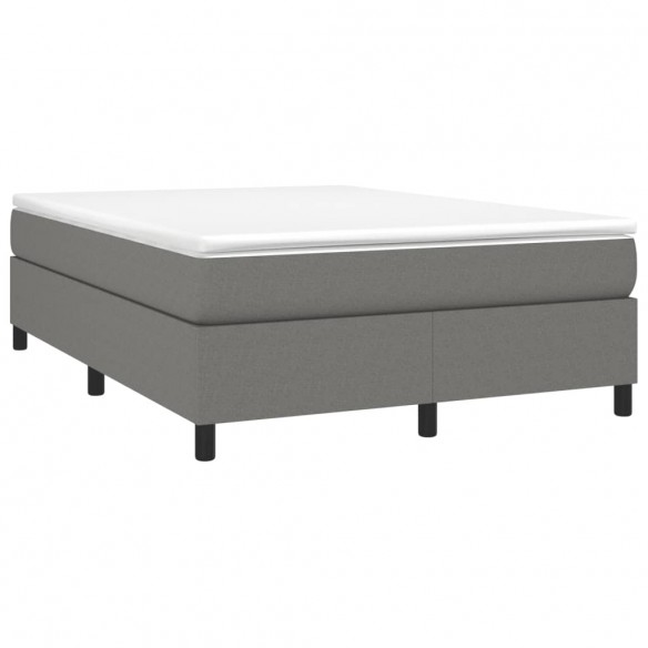 Cadre de lit avec matelas Gris foncé 140x200cm Tissu