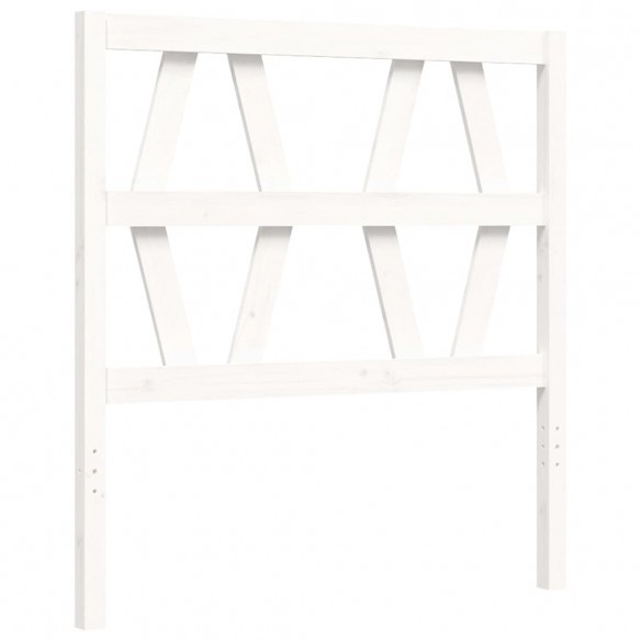 Cadre de lit avec tête de lit blanc simple bois massif