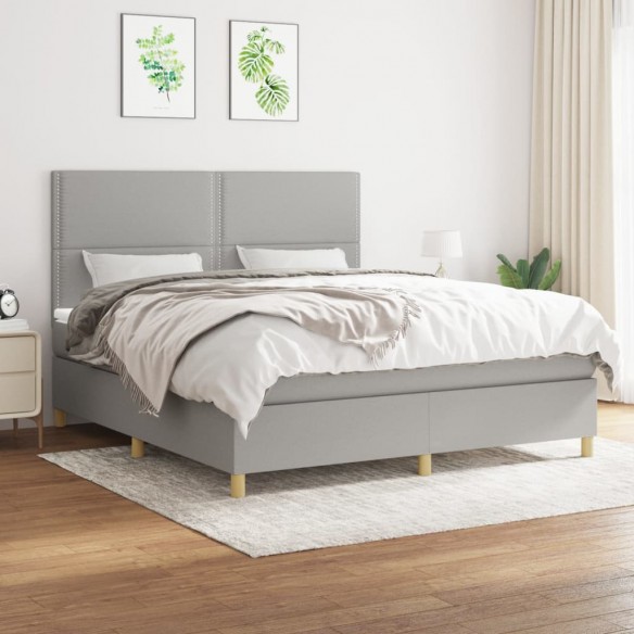 Cadre de lit avec matelas Gris clair 180x200cm Tissu