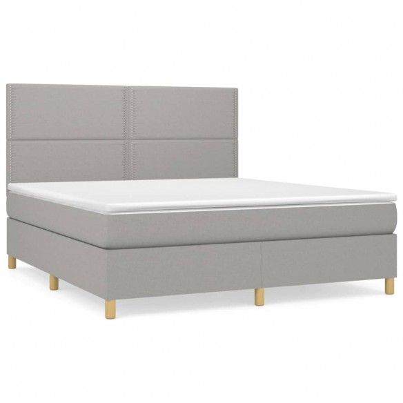 Cadre de lit avec matelas Gris clair 180x200cm Tissu