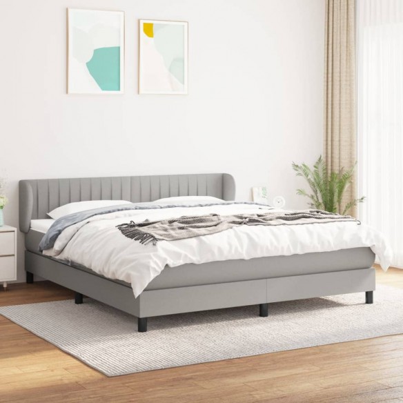 Cadre de lit avec matelas Gris clair 180x200cm Tissu