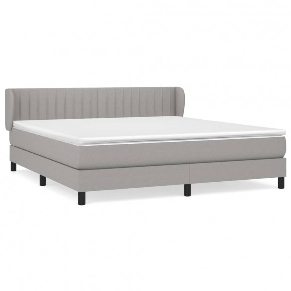 Cadre de lit avec matelas Gris clair 180x200cm Tissu