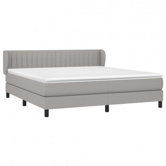 Cadre de lit avec matelas Gris clair 180x200cm Tissu