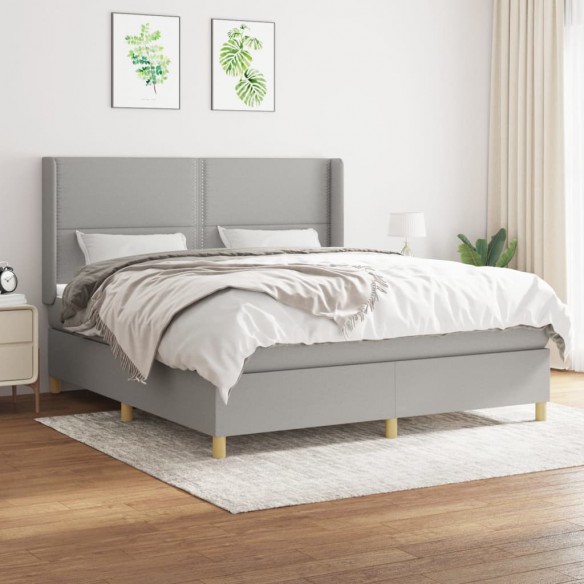 Cadre de lit avec matelas Gris clair 180x200cm Tissu