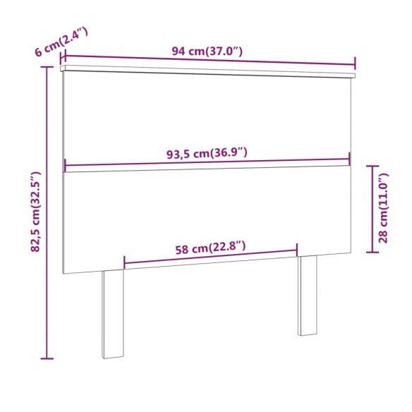 Tête de lit Blanc 94x6x82,5 cm Bois massif de pin