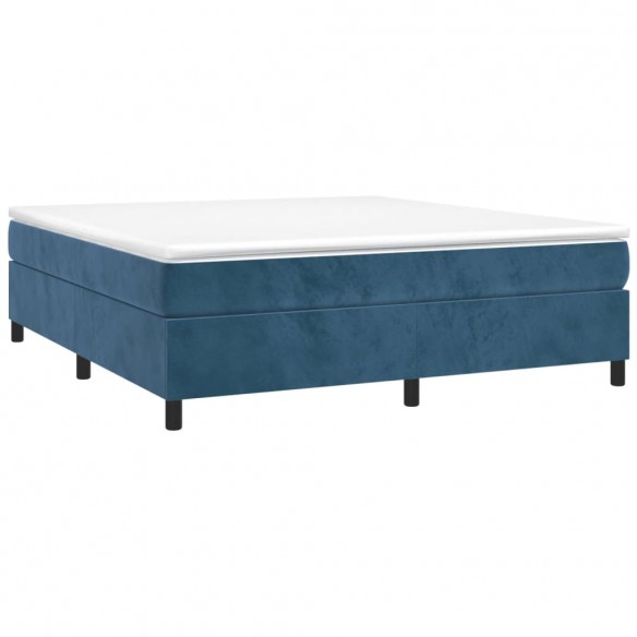 Cadre de lit et matelas Bleu foncé 200x200cm Velours