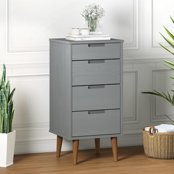 Commode MOLDE Gris 40x35x82 cm Bois de pin massif