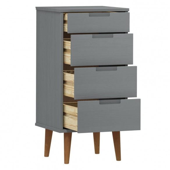 Commode MOLDE Gris 40x35x82 cm Bois de pin massif