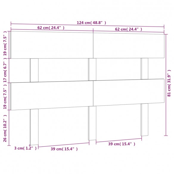 Tête de lit Blanc 124x3x81 cm Bois massif de pin