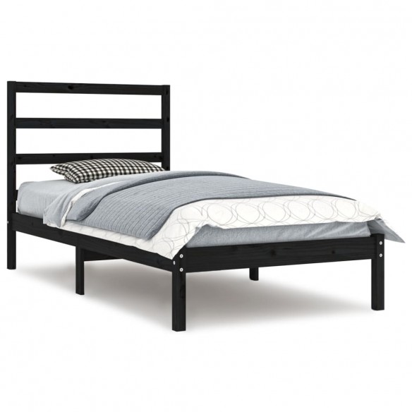 Cadre de lit Noir Bois massif 90x190 cm Simple