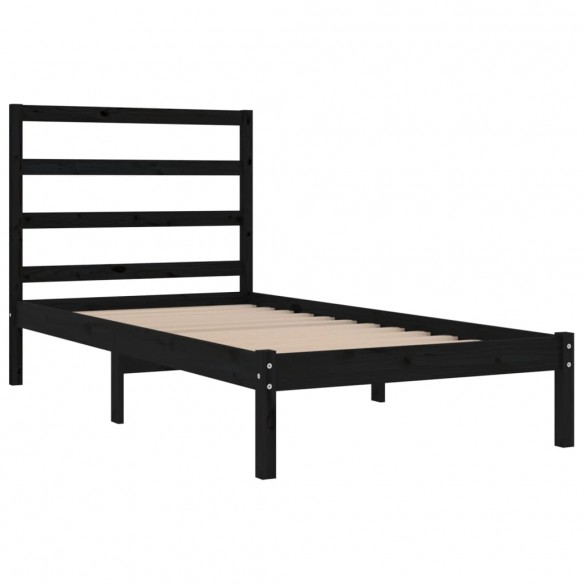 Cadre de lit Noir Bois massif 90x190 cm Simple