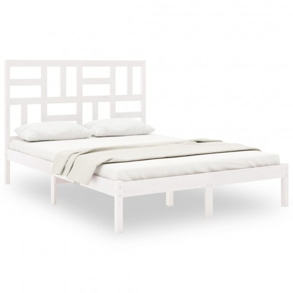 Cadre de lit Blanc Bois de pin massif 140x190 cm