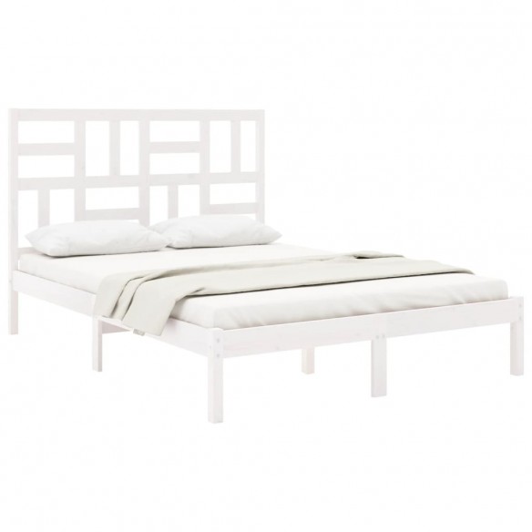 Cadre de lit Blanc Bois de pin massif 140x190 cm