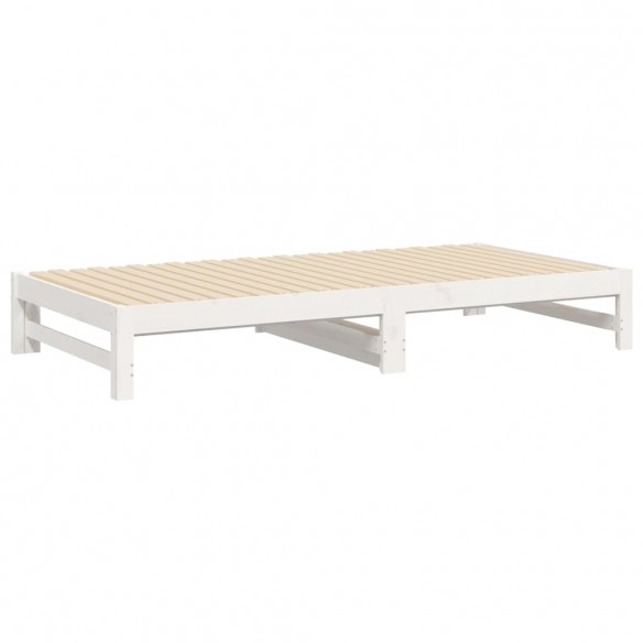 Lit coulissant Blanc 2x(100x200) cm Bois de pin massif