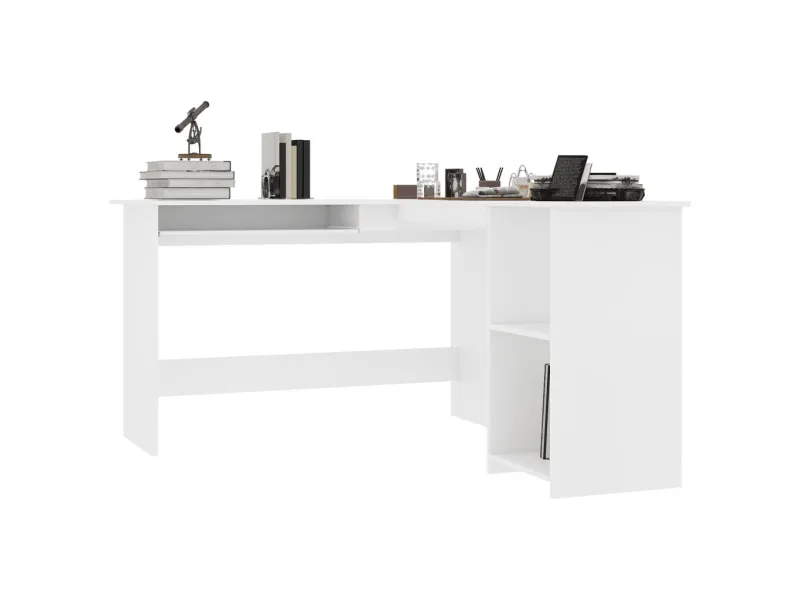 Bureau d'angle en forme de L Blanc 120x140x75 cm