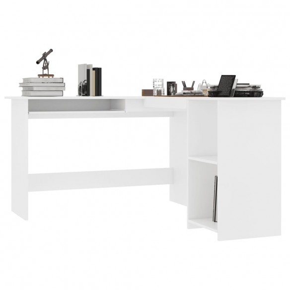 Bureau d'angle en forme de L Blanc 120x140x75 cm