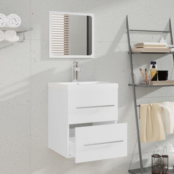 Meuble lavabo avec bassin intégré Blanc Bois d'ingénierie