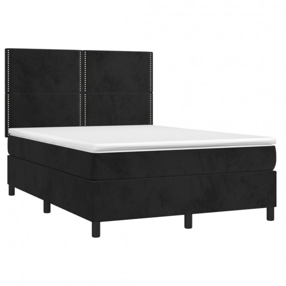 Cadre de lit matelas et LED Noir 140x190 cm Velours