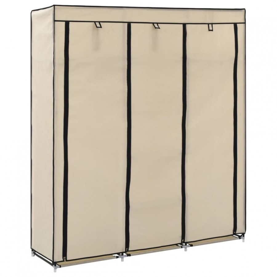 Armoire avec compartiments et barres Crème 150x45x175 cm Tissu