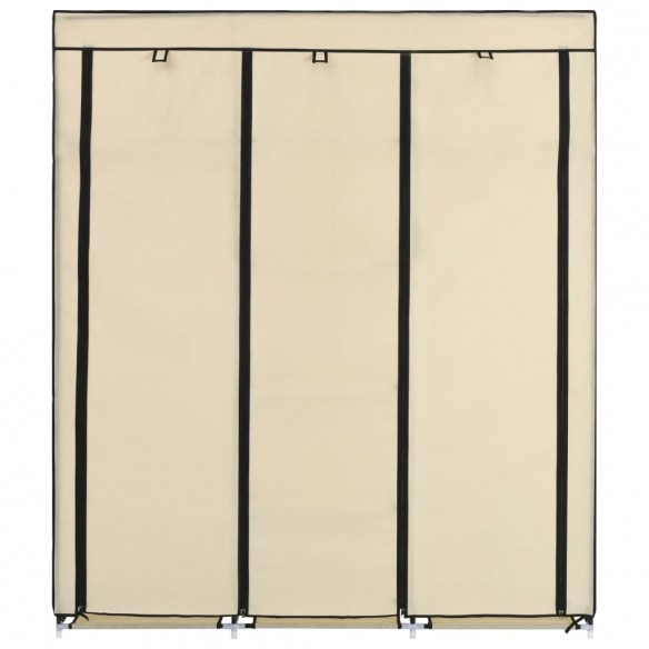 Armoire avec compartiments et barres Crème 150x45x175 cm Tissu