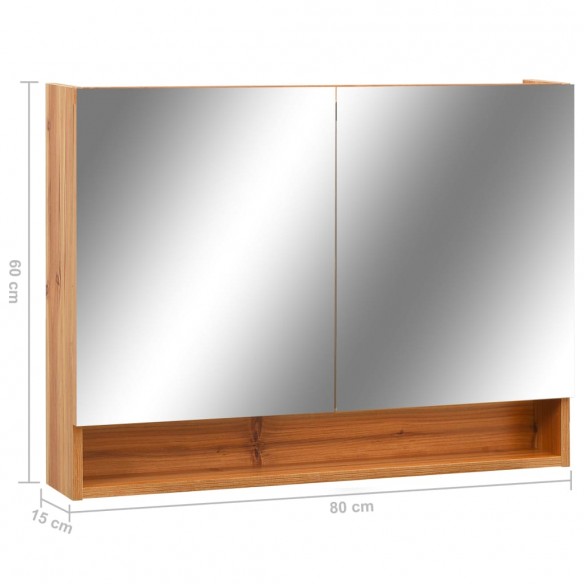 Armoire à miroir de salle de bain LED Chêne 80x15x60 cm MDF