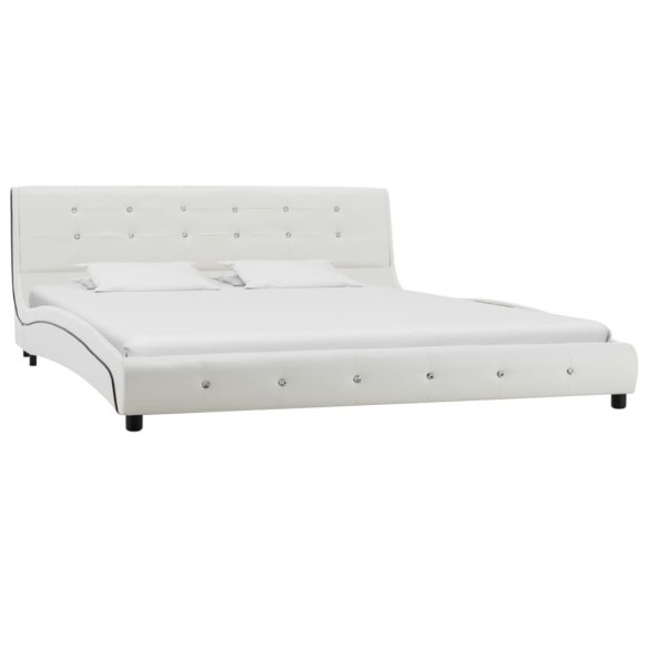 Lit avec matelas à mémoire de forme Blanc Similicuir 160x200 cm