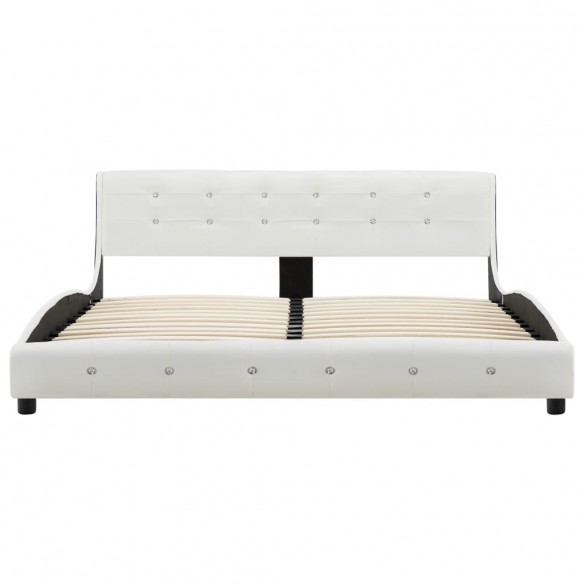 Lit avec matelas à mémoire de forme Blanc Similicuir 160x200 cm