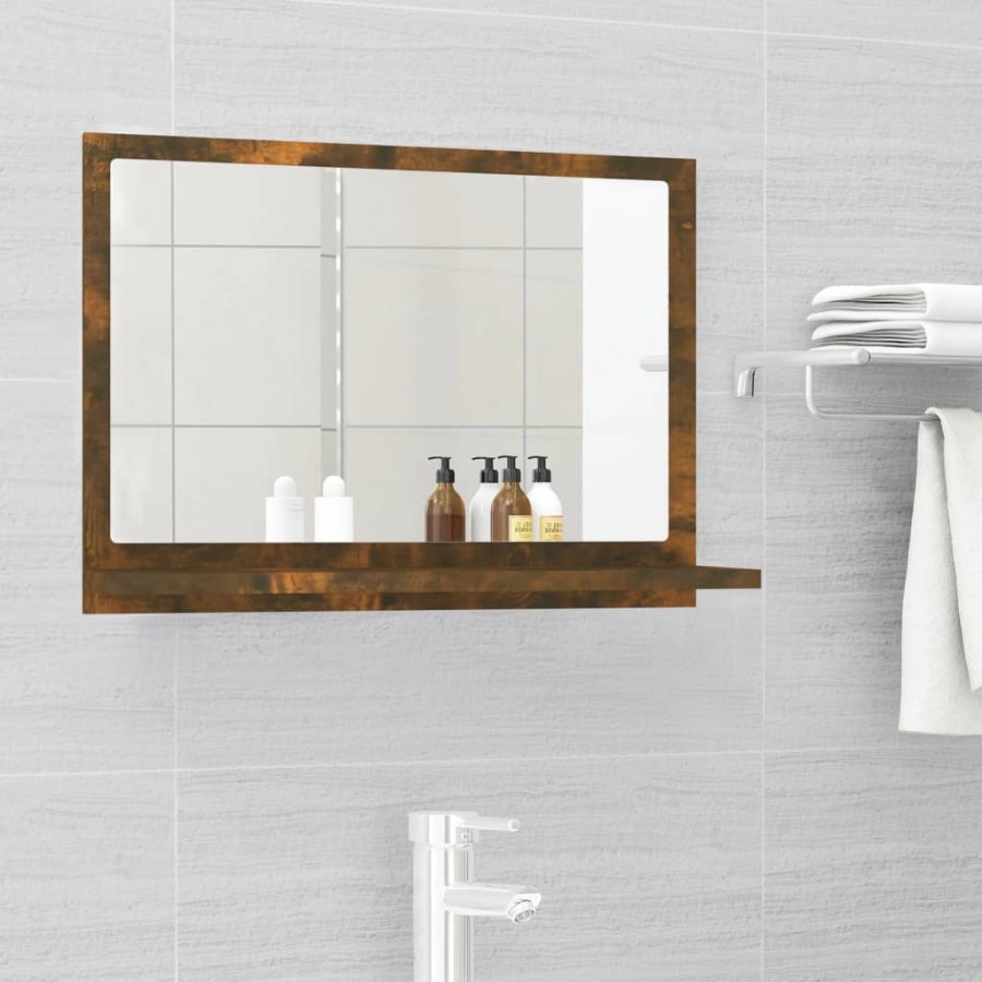 Miroir de bain Chêne fumé 60x10,5x37 cm Bois d'ingénierie