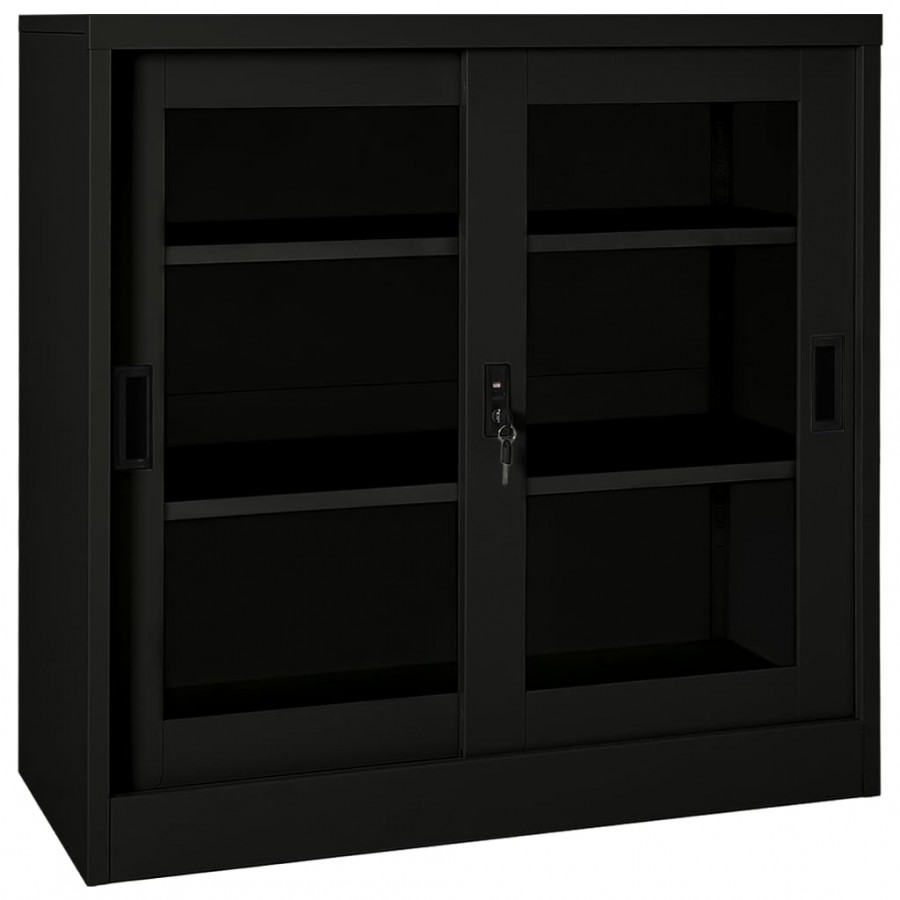 Armoire à portes coulissantes Noir 90x40x90 cm Acier