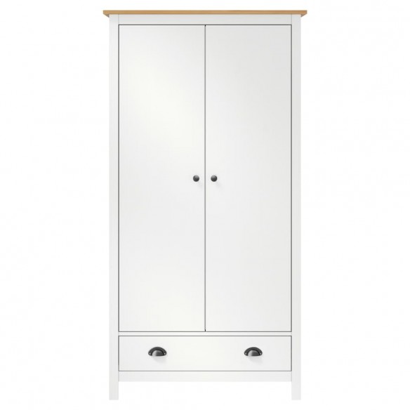 Garde-robe à 2 portes Hill Blanc 89x50x170cm Bois de pin solide