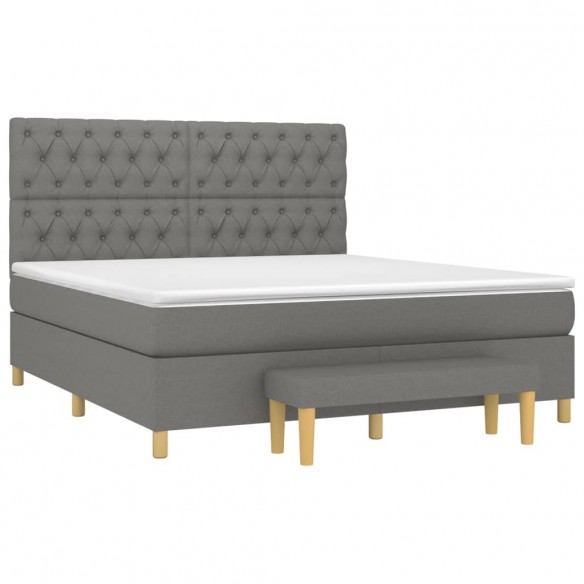 Cadre de lit avec matelas Gris foncé 160x200cm Tissu