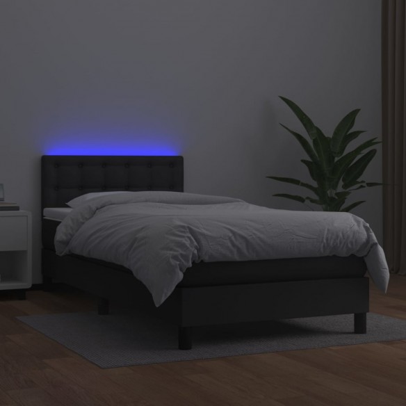 Cadre de lit avec matelas et LED Noir 80x200 cm