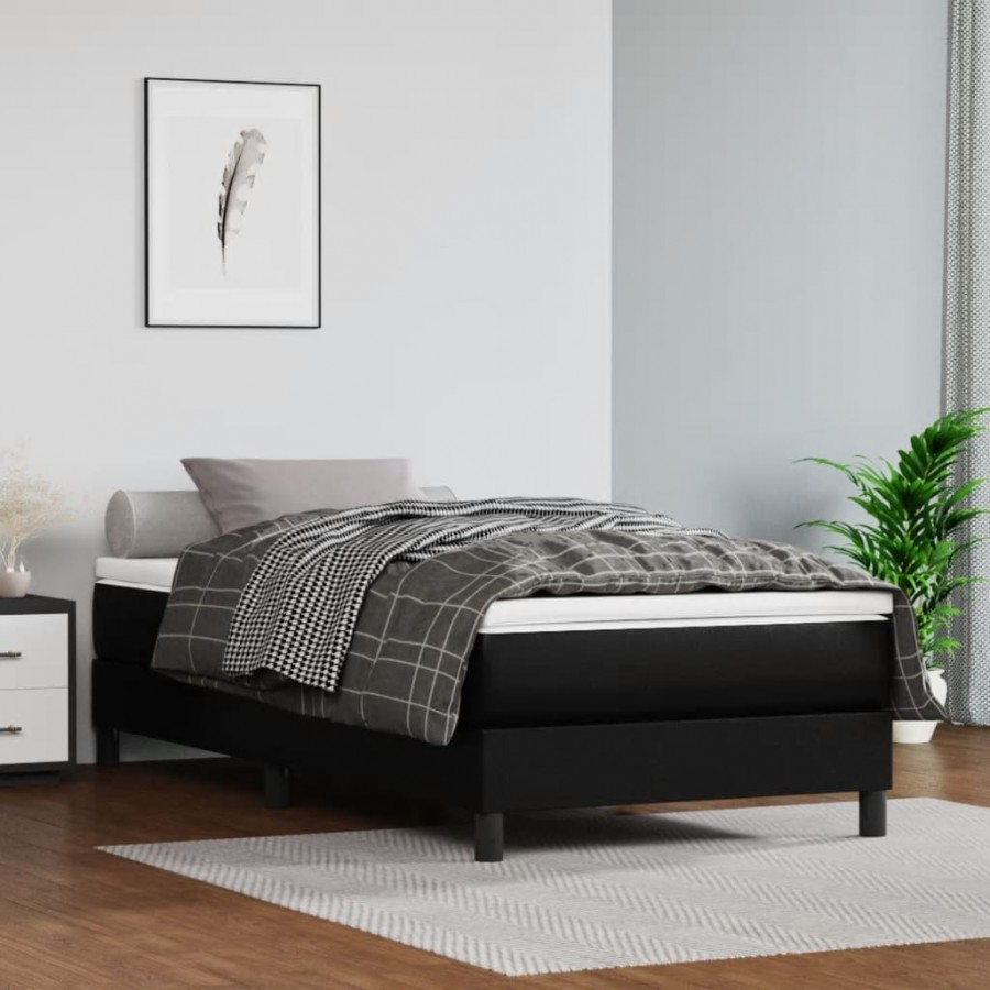 Cadre de lit avec matelas Noir 80x200cm Similicuir