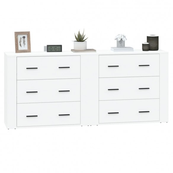 Buffets 2 pcs blanc bois d'ingénierie