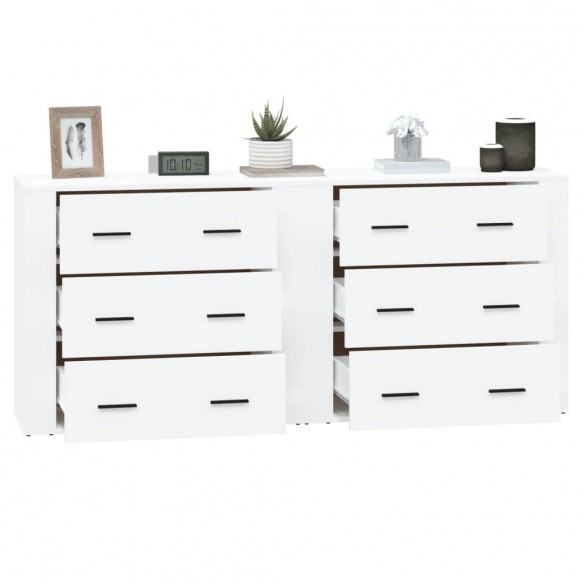 Buffets 2 pcs blanc bois d'ingénierie