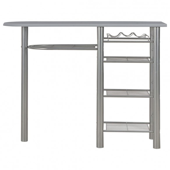 Ensemble de bar avec étagères 3 pcs Bois et acier Gris