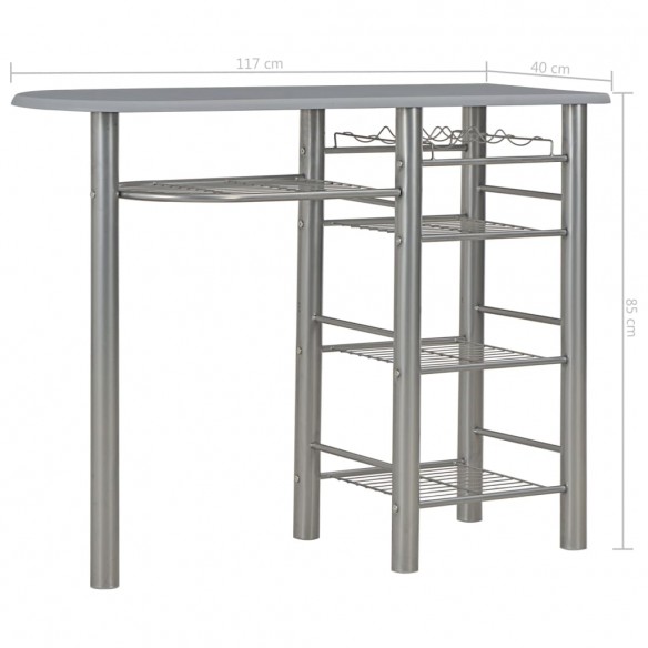 Ensemble de bar avec étagères 3 pcs Bois et acier Gris