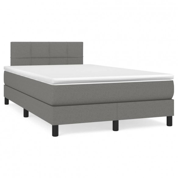 Cadre de lit avec matelas Gris foncé 120x200cm Tissu