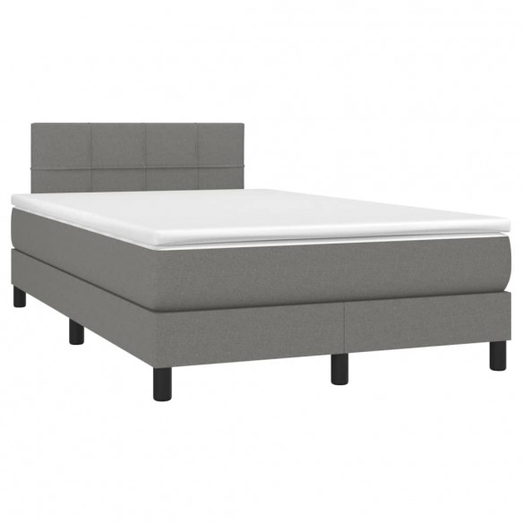 Cadre de lit avec matelas Gris foncé 120x200cm Tissu