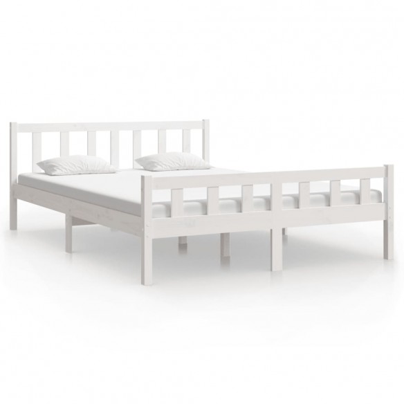 Cadre de lit blanc bois massif 140x200 cm