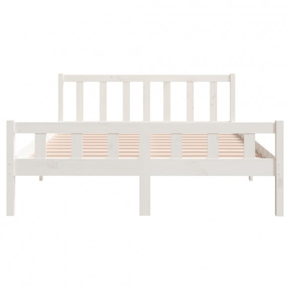 Cadre de lit blanc bois massif 140x200 cm