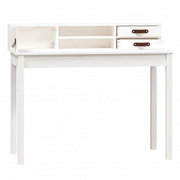 Bureau Blanc 110x50x93 cm Bois massif de pin