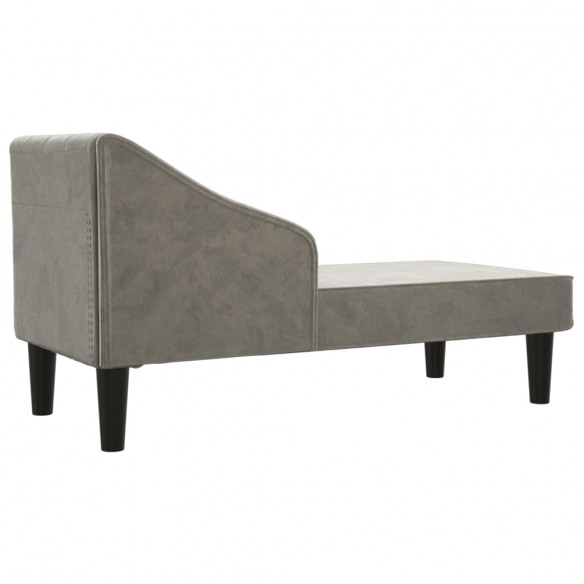 Chaise longue avec traversin gris clair velours