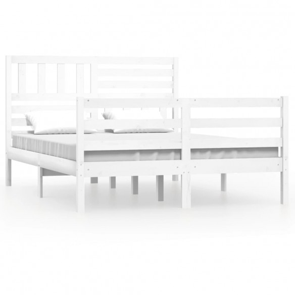 Cadre de lit Blanc Bois massif 120x190 cm Petit Double