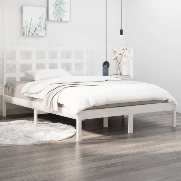 Cadre de lit Blanc Bois massif 120x190 cm Petit Double