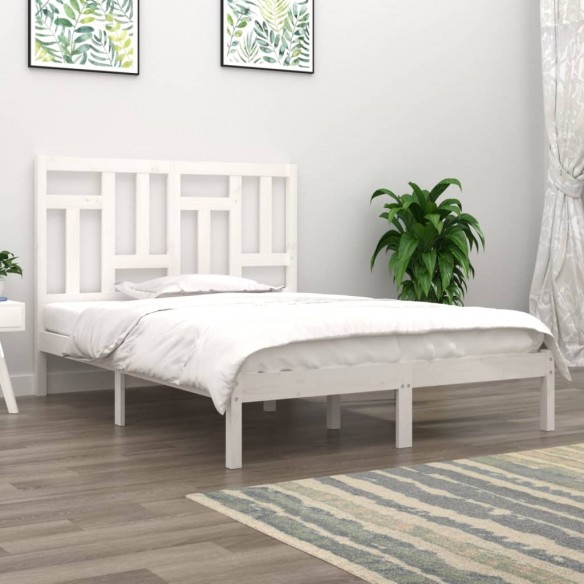 Cadre de lit Blanc Bois massif 120x190 cm Petit Double