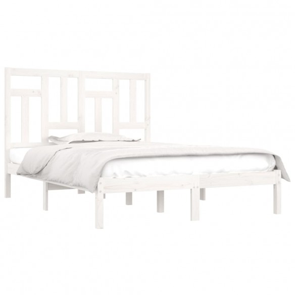 Cadre de lit Blanc Bois massif 120x190 cm Petit Double